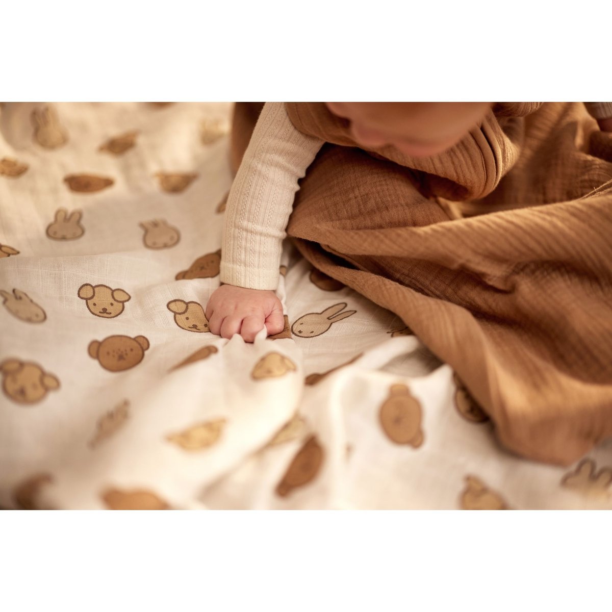 Lot de 3 langes gaze de Coton blanc, marron, JOLLEIN