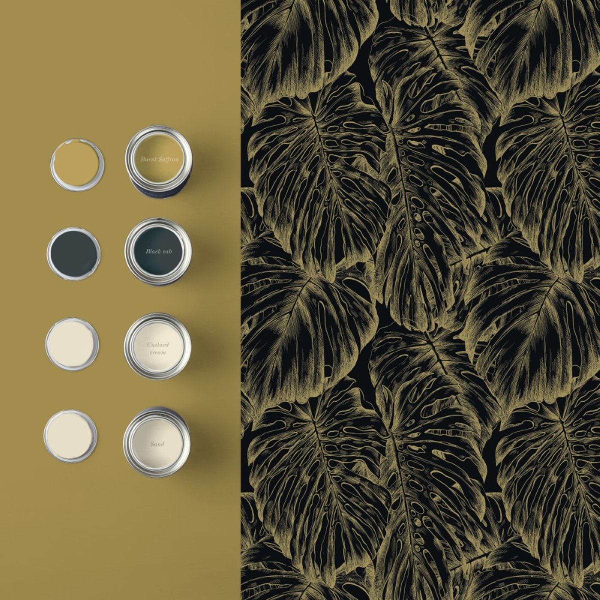 Papier peint Tropical Charcoal noir, or, GRAHAM ET BROWN