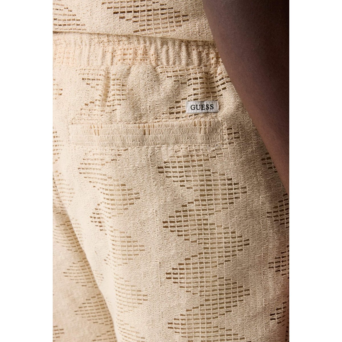 Shorts En Maille Côtelée beige, GUESS