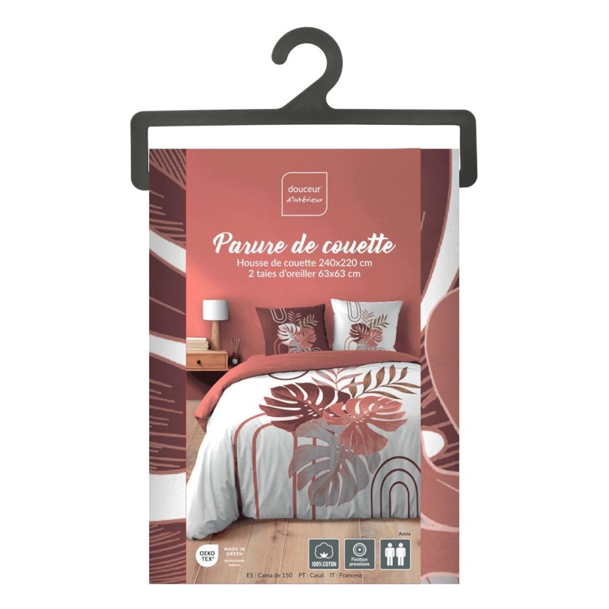 Housse de couette 240x220 + 2 taies ASTRIA 100% coton blanc, DECORATIE