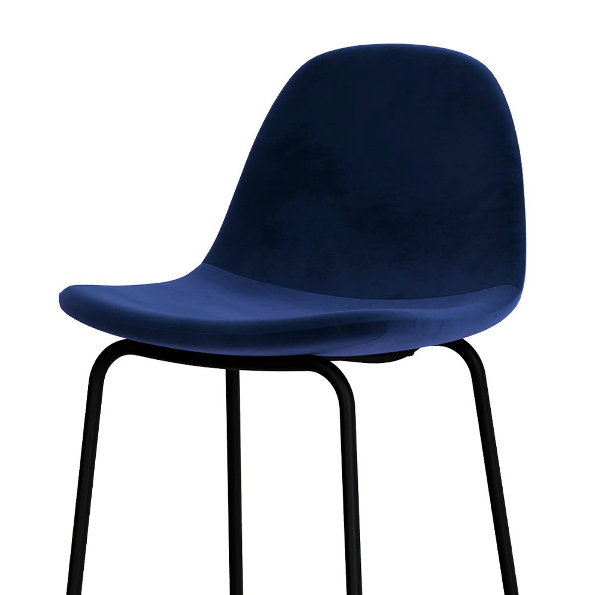 Lot de 2 chaises de bar 75 cm en velours - HENRIK bleu foncé, MAISON PAVANE