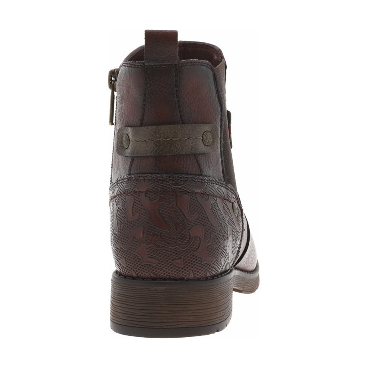 Boots bordeaux à talon décroché bas avec un zip et un soufflet élastiqué bordeaux, MUSTANG