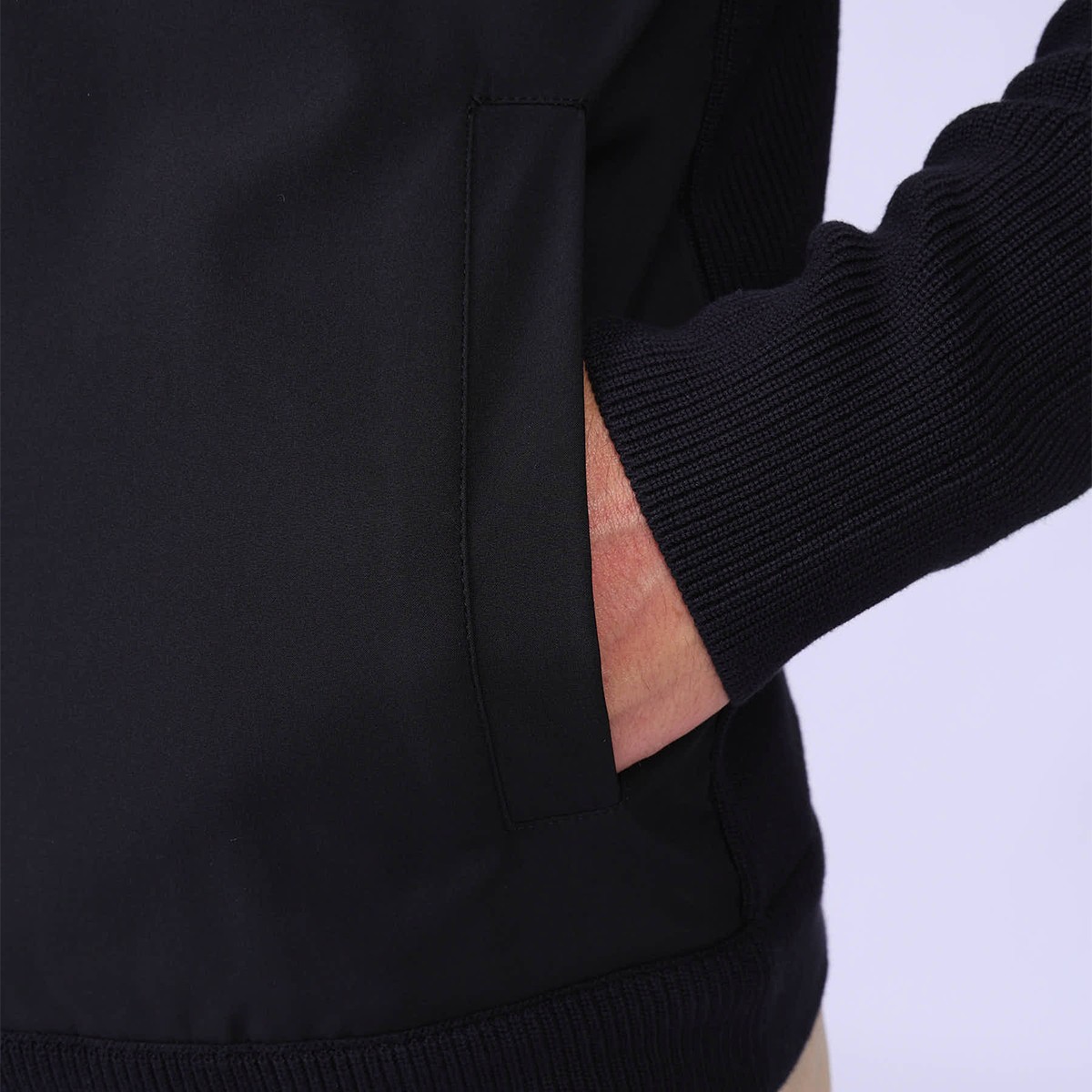 Cardigan bi-matière Hector noir, MISE AU GREEN