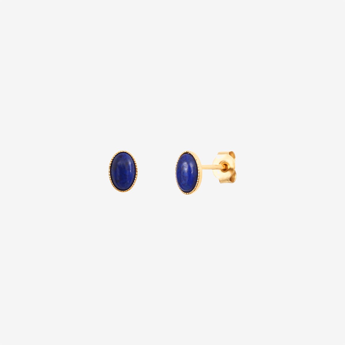 Boucles d'oreilles dorées lapis lazuli - cab ovale lapis lazuli bleu, CAROLINE NAJMAN