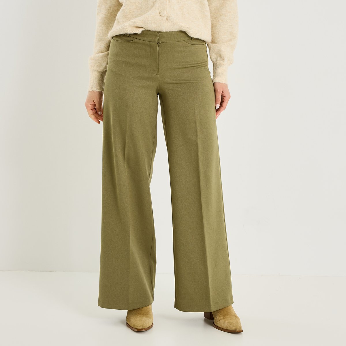 Pantalon tailleur large vert kaki, GRAIN DE MALICE
