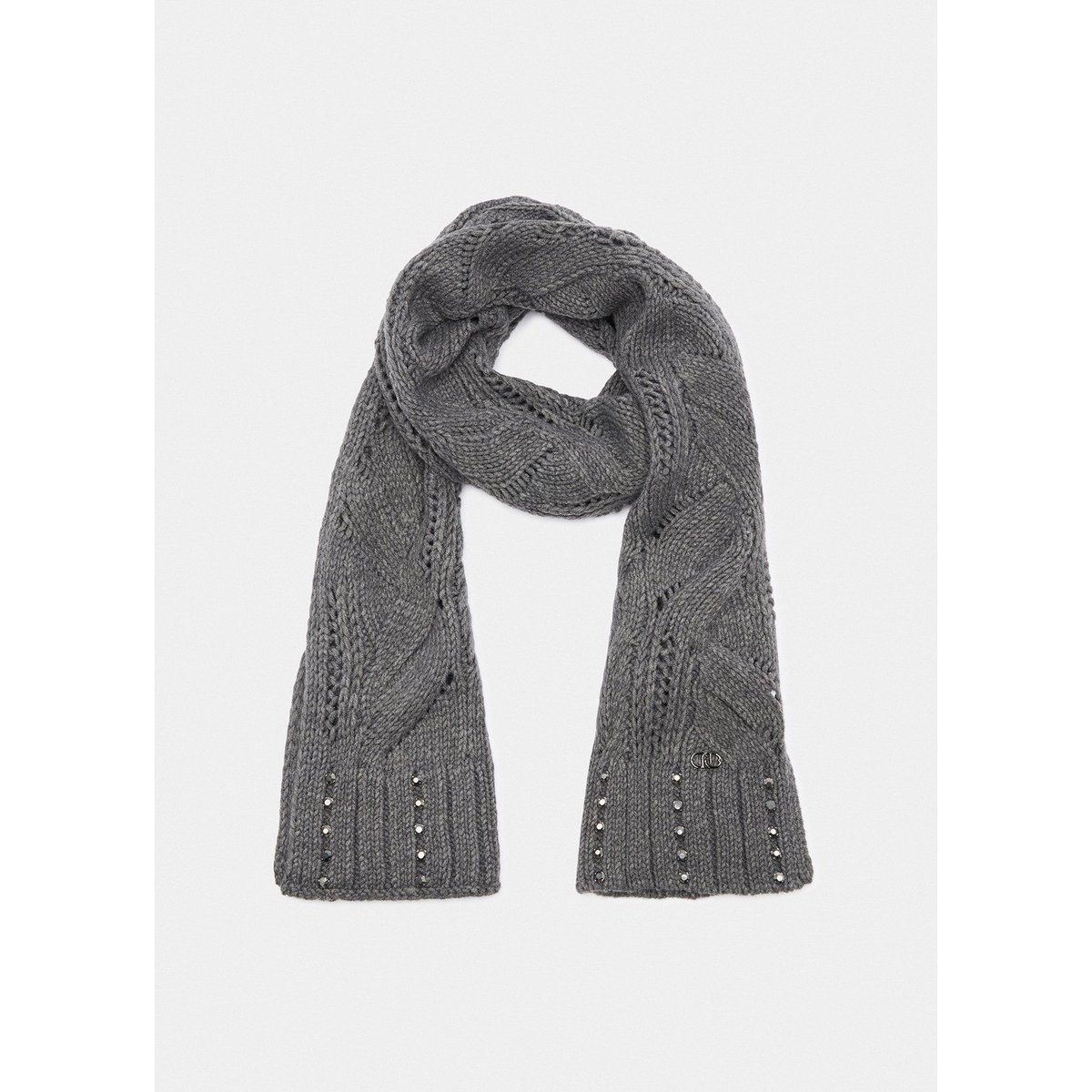 Écharpe en laine mélangée avec strass gris, LIU JO