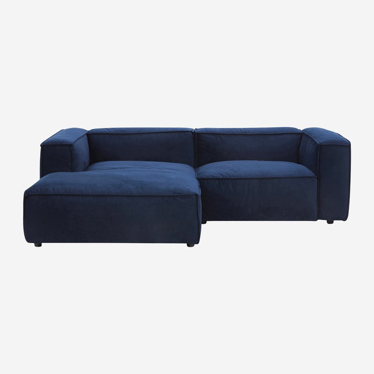 Canapé d'angle gauche en velours KUTI bleu nuit, HABITAT