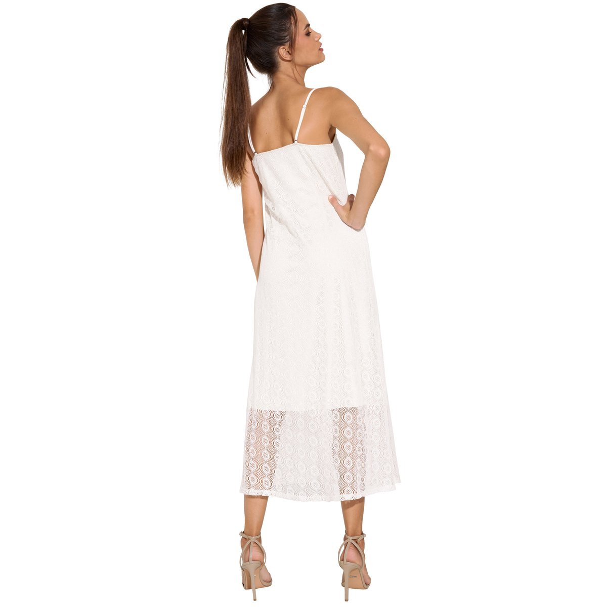 Robe longue estivale à bretelles Rimini ivoire, LISCA