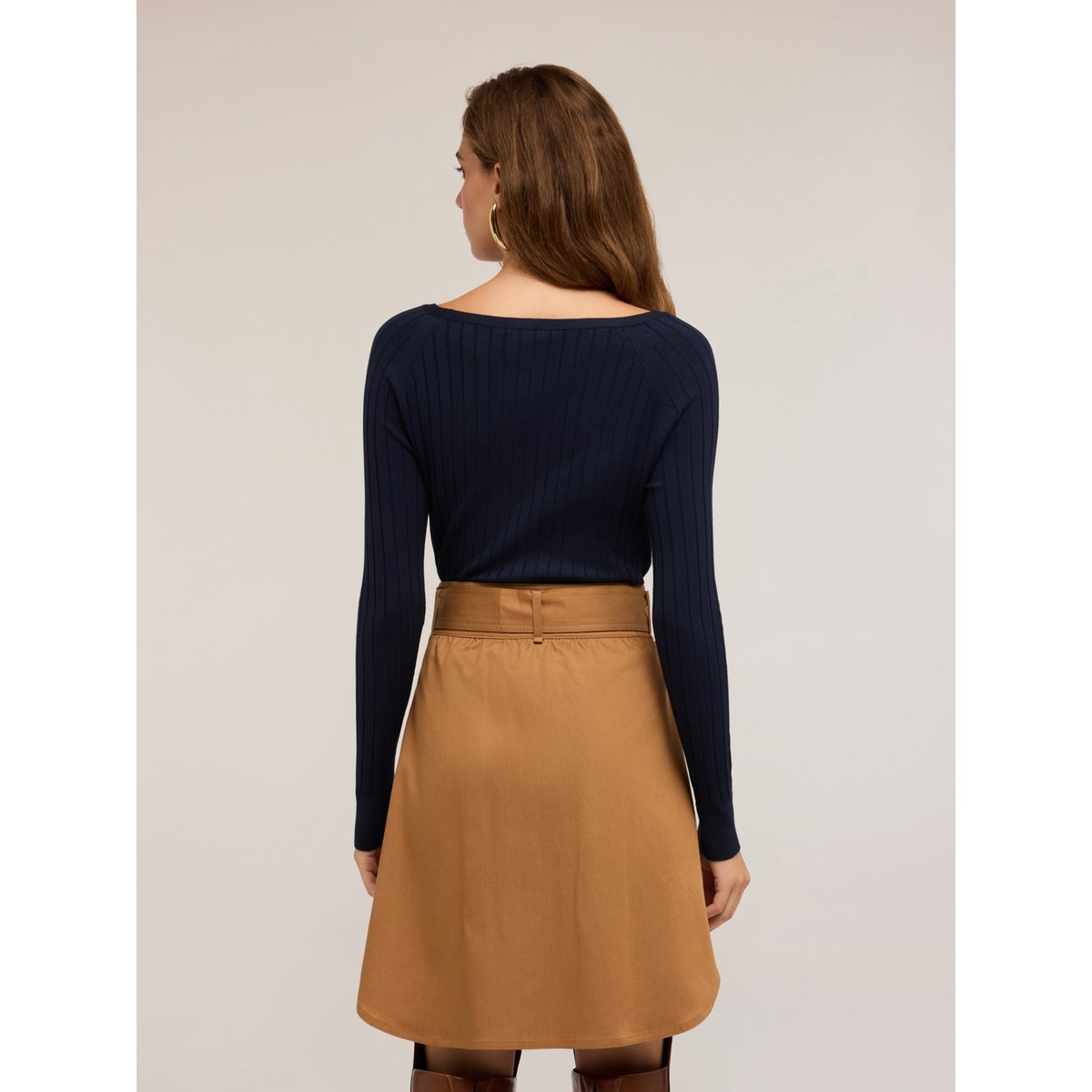 Pull côtelé viscose mélangée bleu, MOTIVI
