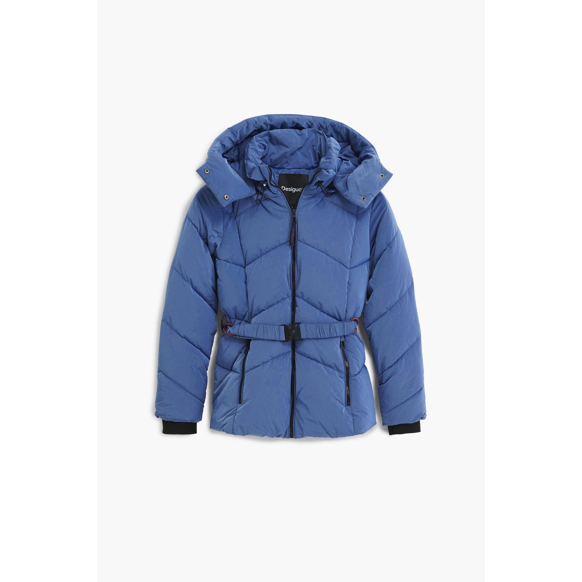 Manteau matelassé court irisé bleu, DESIGUAL