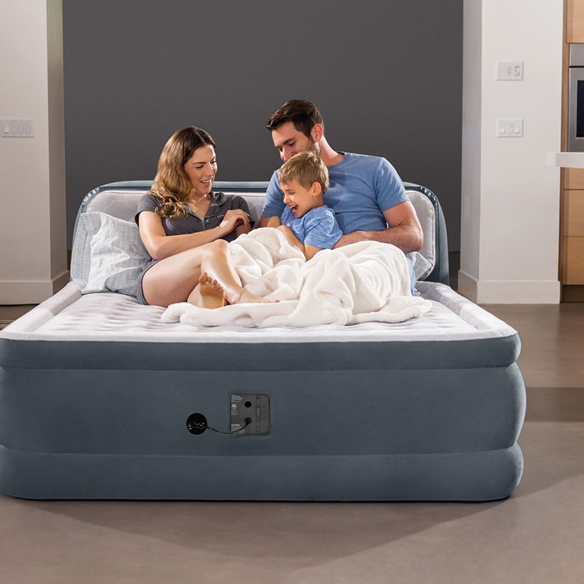 Matelas gonflable Ultra Plush Headboard gris, INTEX