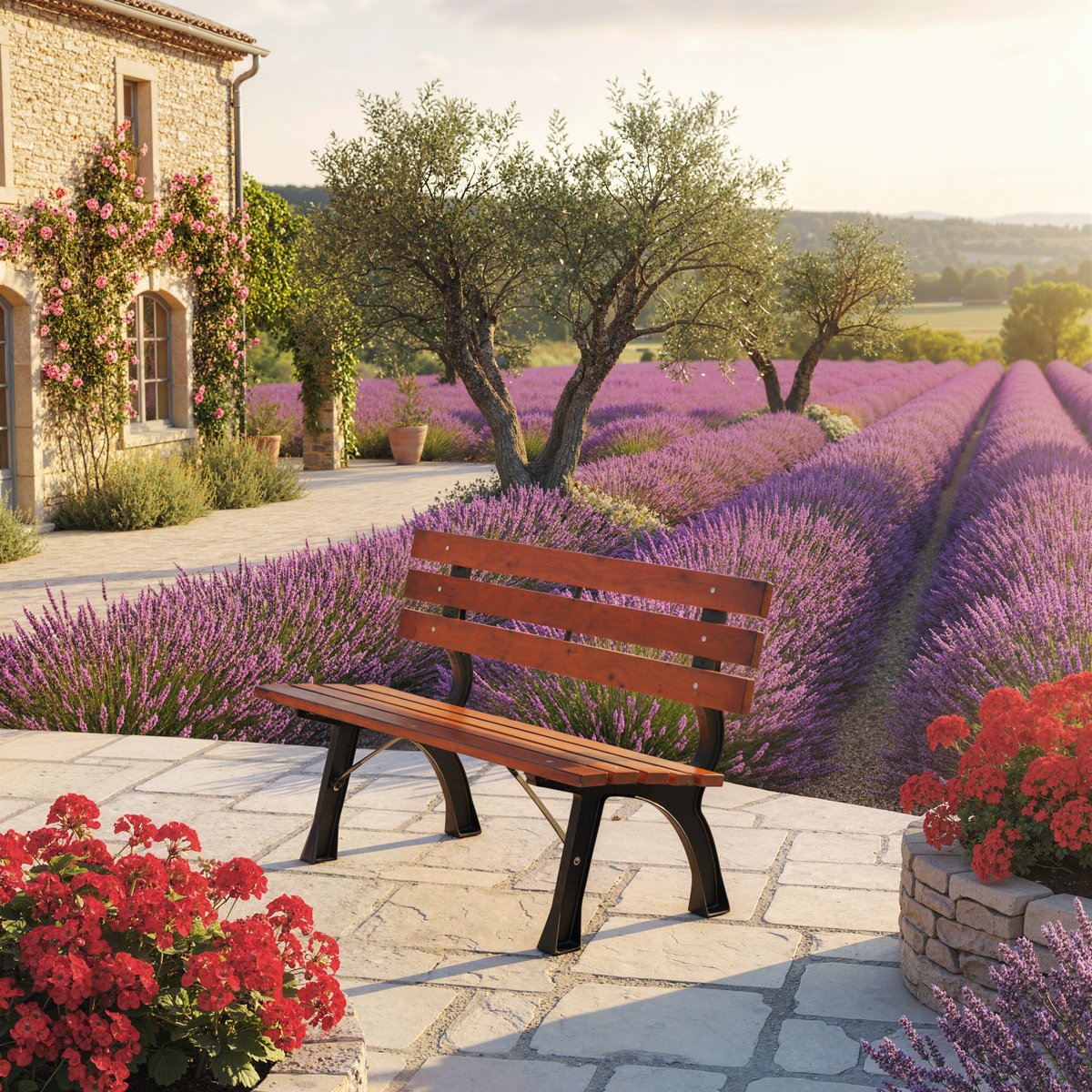 Banc de jardin Bois de sapin Marron marron et noir, OUTSUNNY