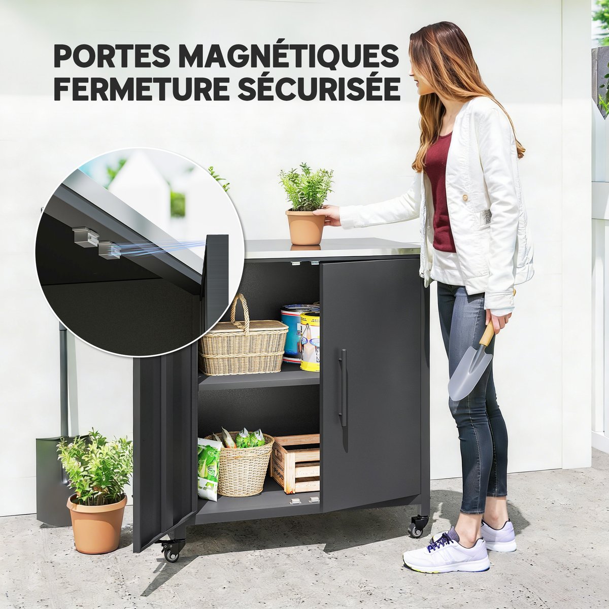Armoire de rangement d'extérieur Métal Noir noir, OUTSUNNY