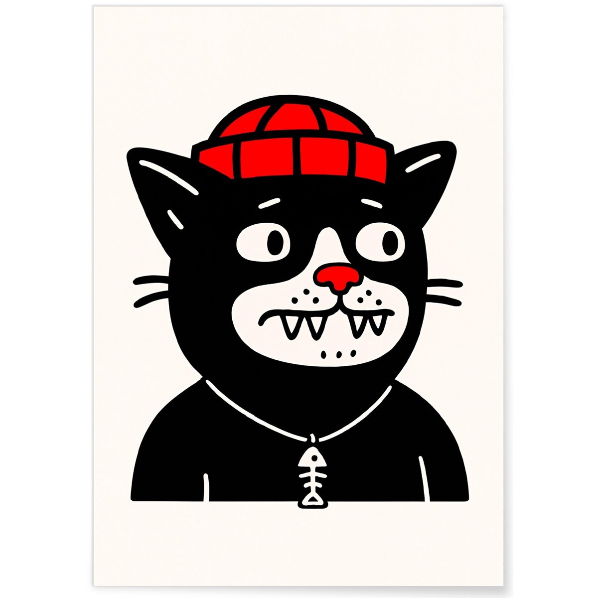 Affiche Chat urbain blanc, L'AFFICHERIE
