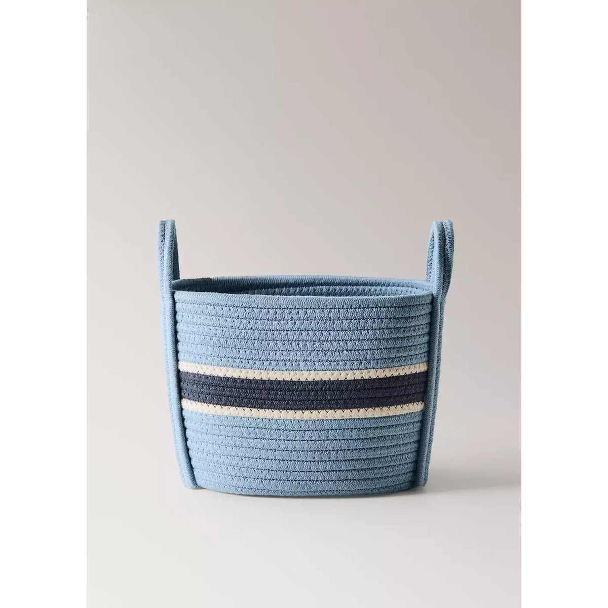 Panier coton avec anses taille moyenne bleu, MANGO HOME