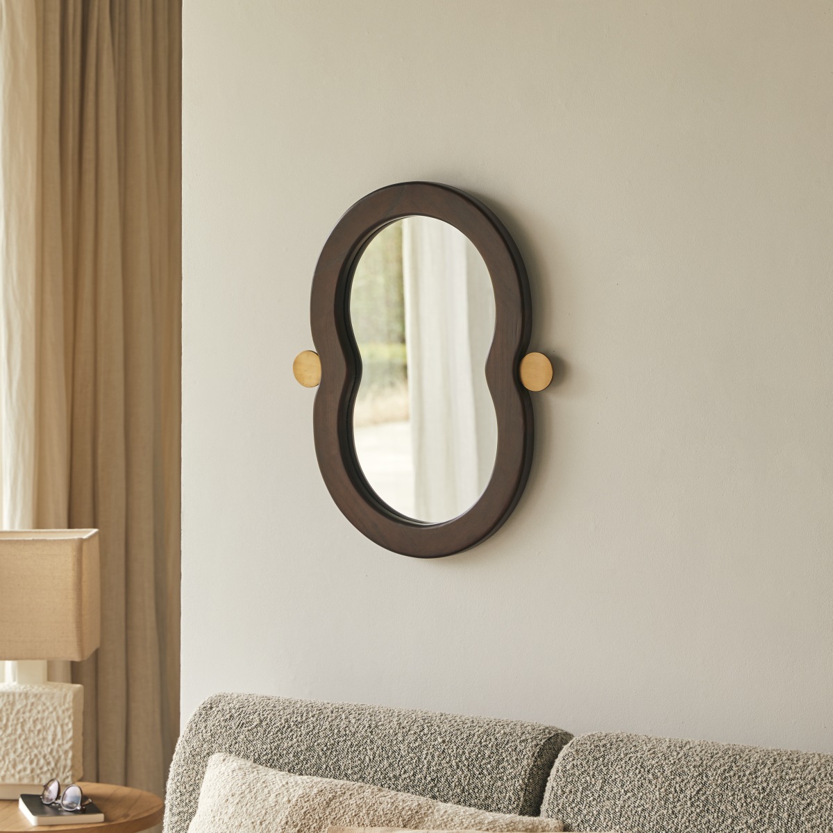 Miroir en Mindi foncé massif, AGATE marron, TIKAMOON