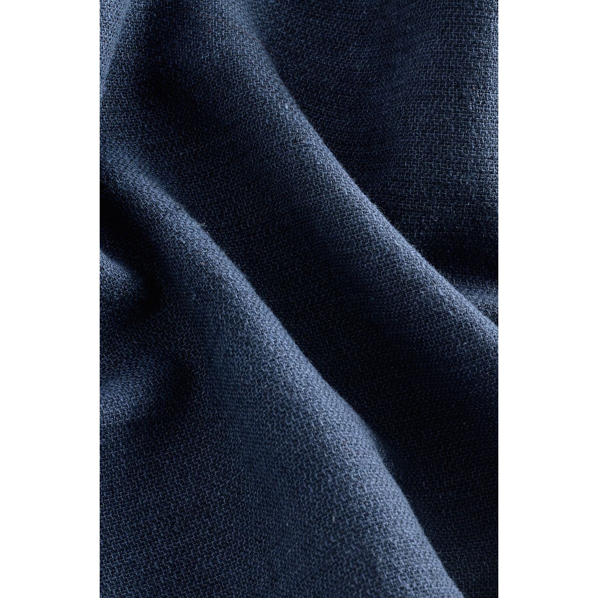 Pantalon texturé en lin à taille élastique bleu marine, NEXT
