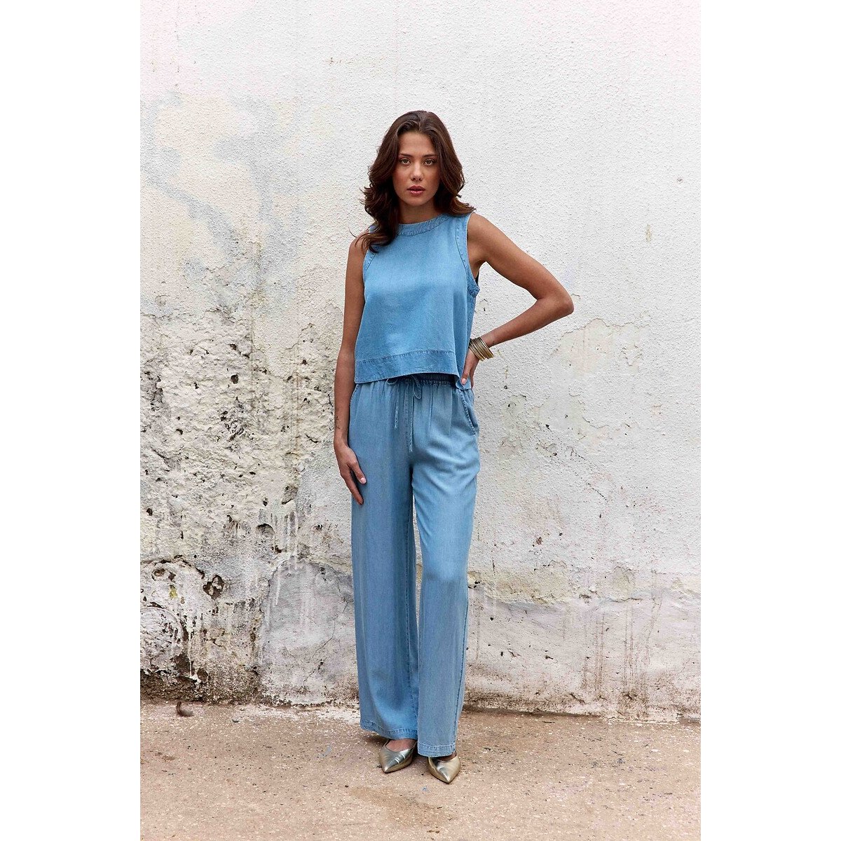 Pantalon large en lyocell, POLTA bleu stone, LA PETITE ETOILE