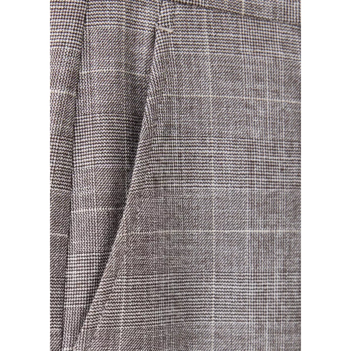 Pantalon droit à carreaux marron, MANGO