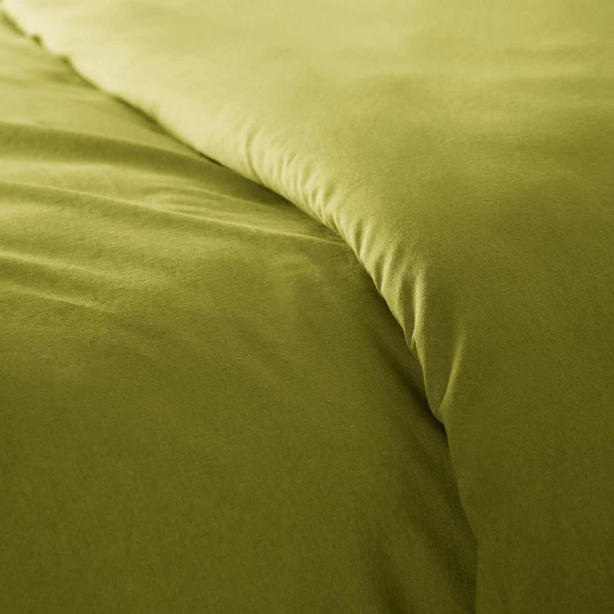 Housse de couette unie en coton lavé, Scenario vert olive, LA REDOUTE INTERIEURS