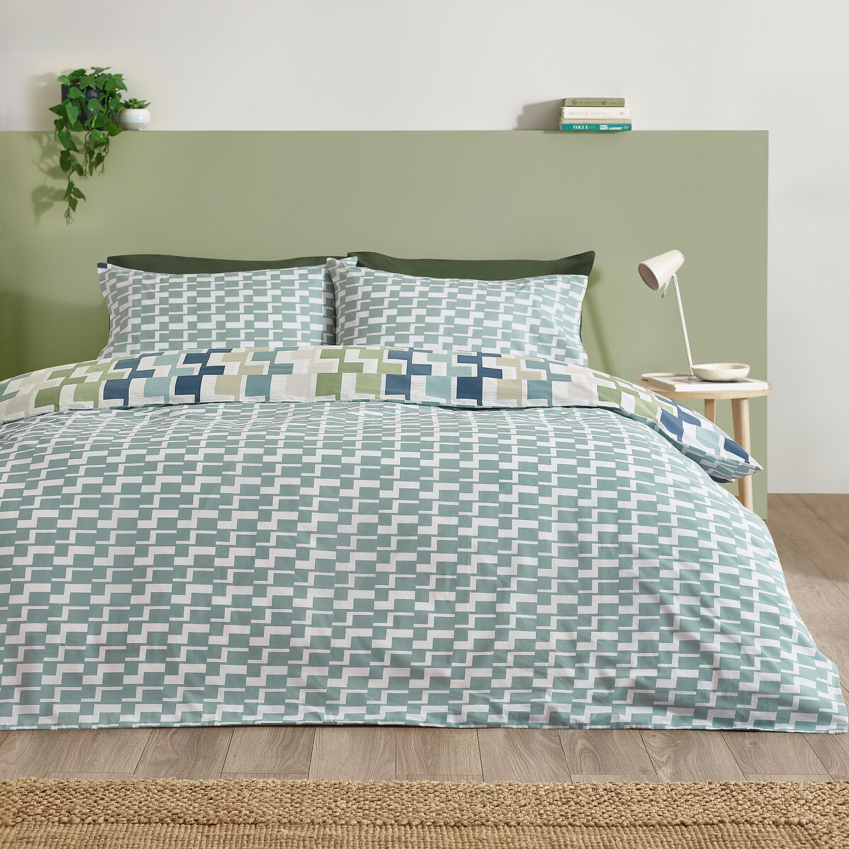 Bryson Geo Reversible Duvet Cover And Pillowcase Set blue, CATHERINE LANSFIELD