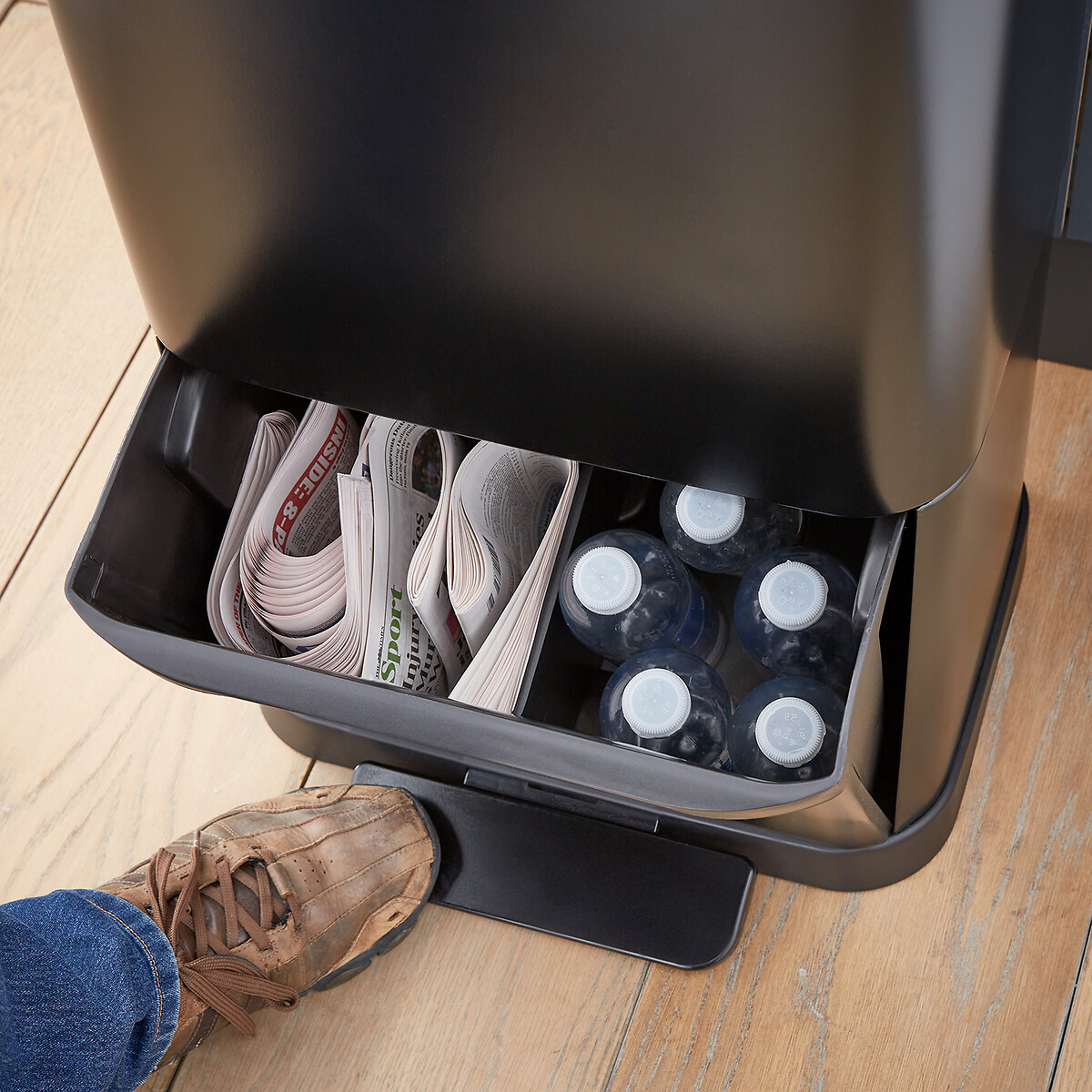 Stealth 70L Dual Recycling Sensor Bin black, SWAN
