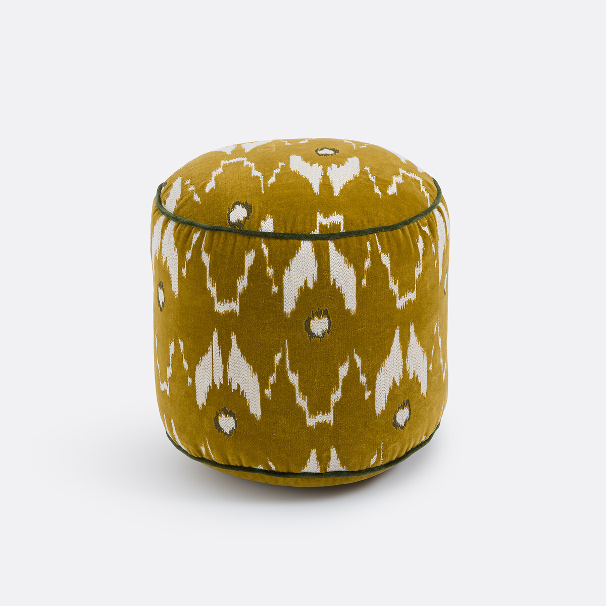 Hocker ASTANA aus Samt Durchmesser 35 cm, aus Baumwolle, bestickt mit Ikat-Motiven ikatmuster, LA REDOUTE INTERIEURS