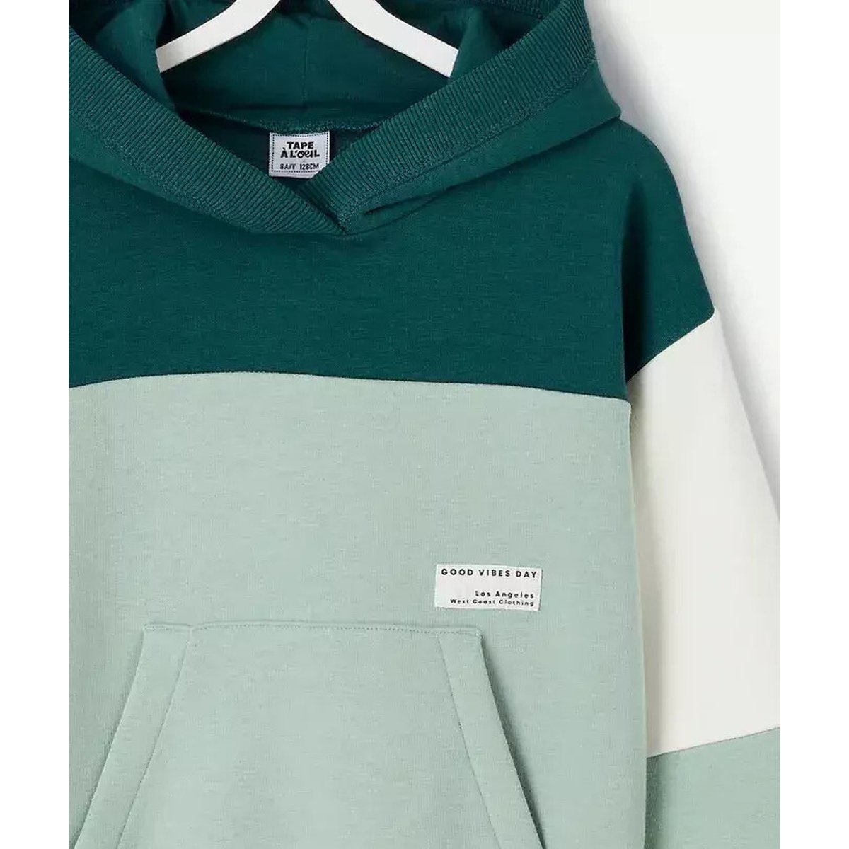 Sweat avec capuche color block, en molleton vert, TAPE A L'OEIL