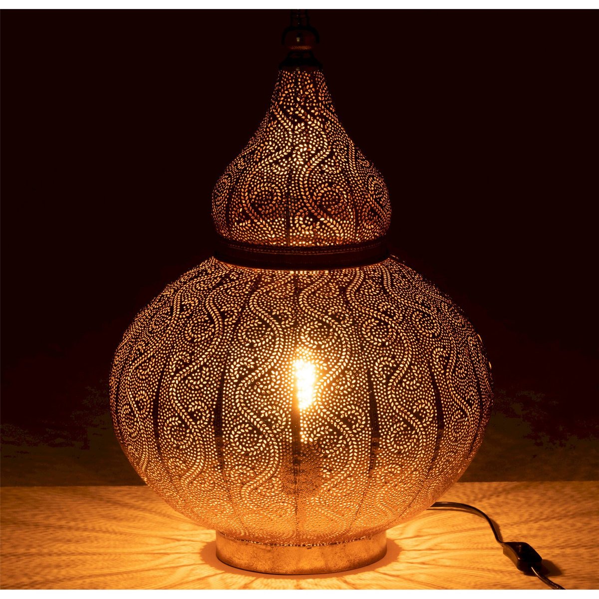 Lampe orientale ronde en métal doré oriental lumineux, RECOLLECTION