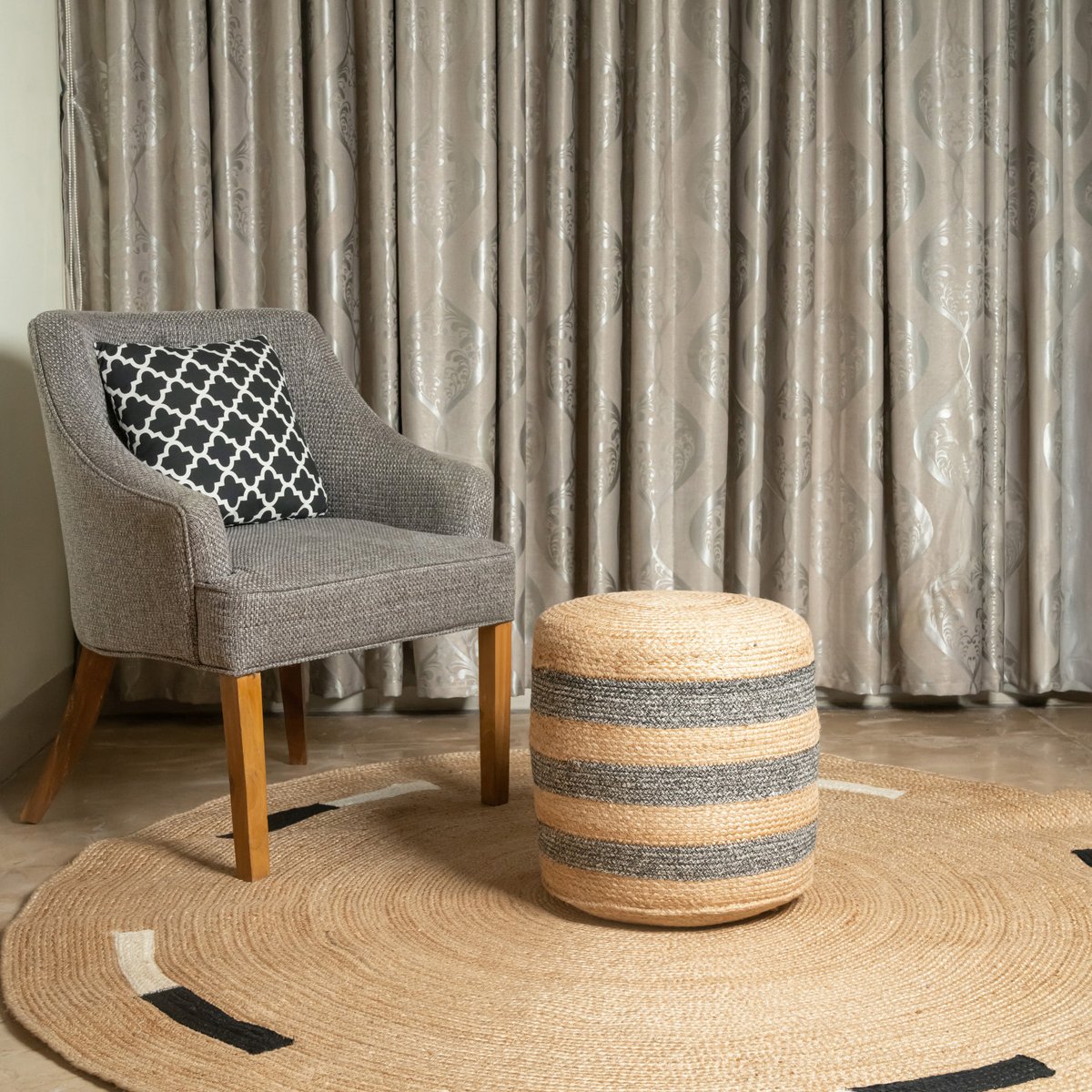 Pouf, jute naturelle, TOVE marron, NORDLYS