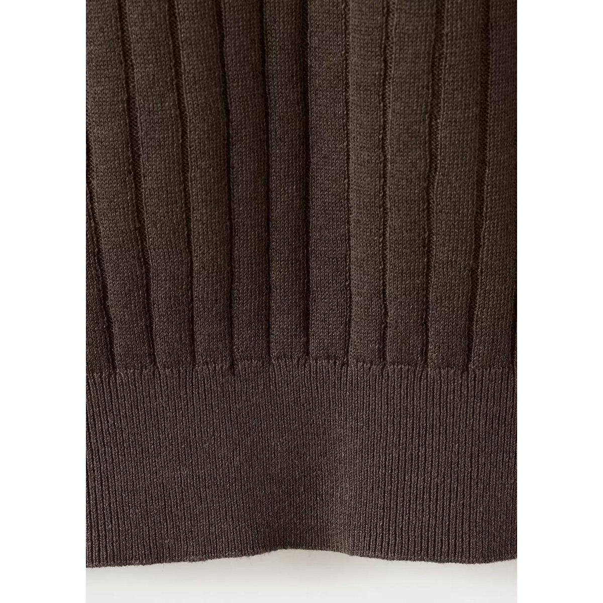 Polo côtelé en mélange de lin et lyocell marron, MANGO MAN