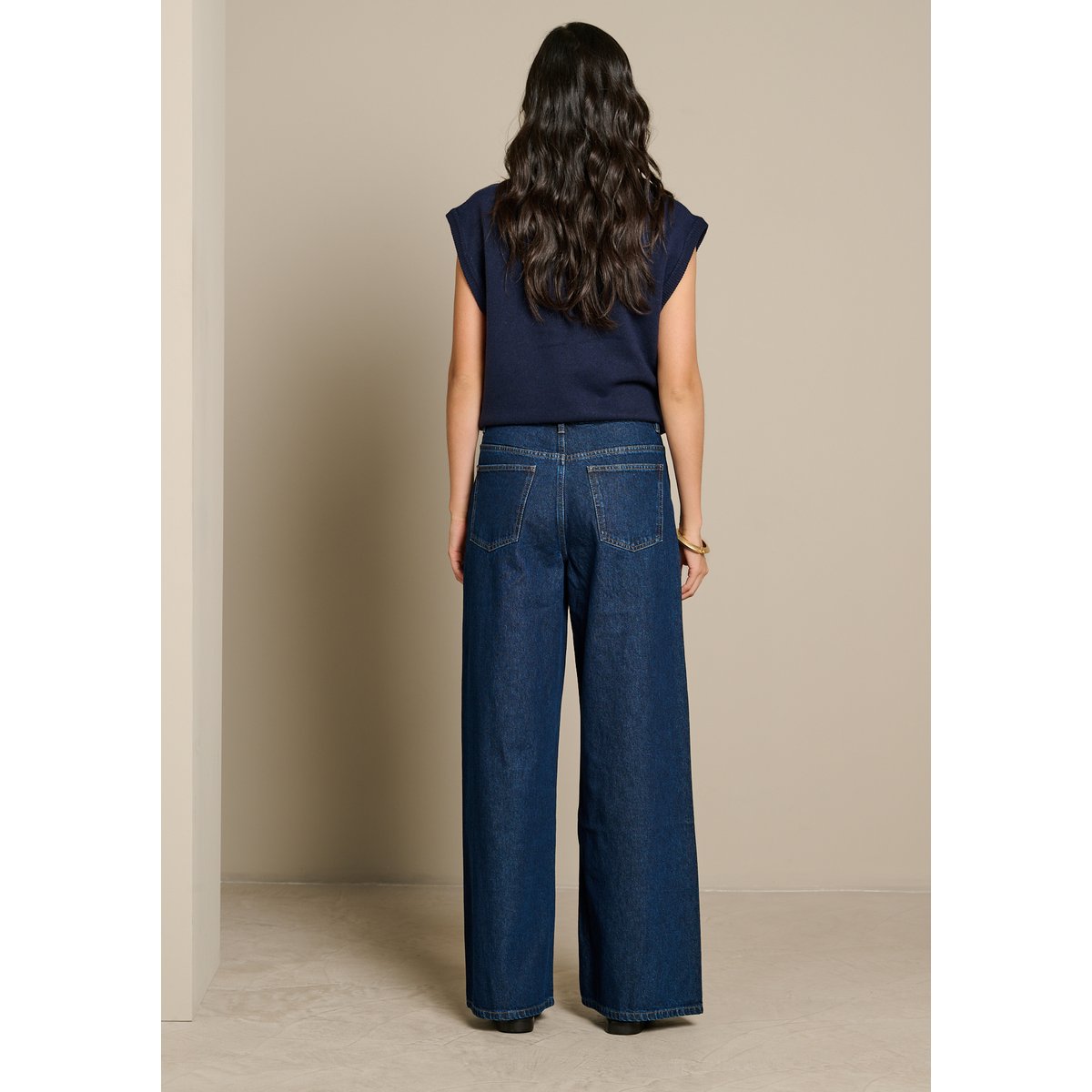 Jean large taille haute dark blue, LOLALIZA