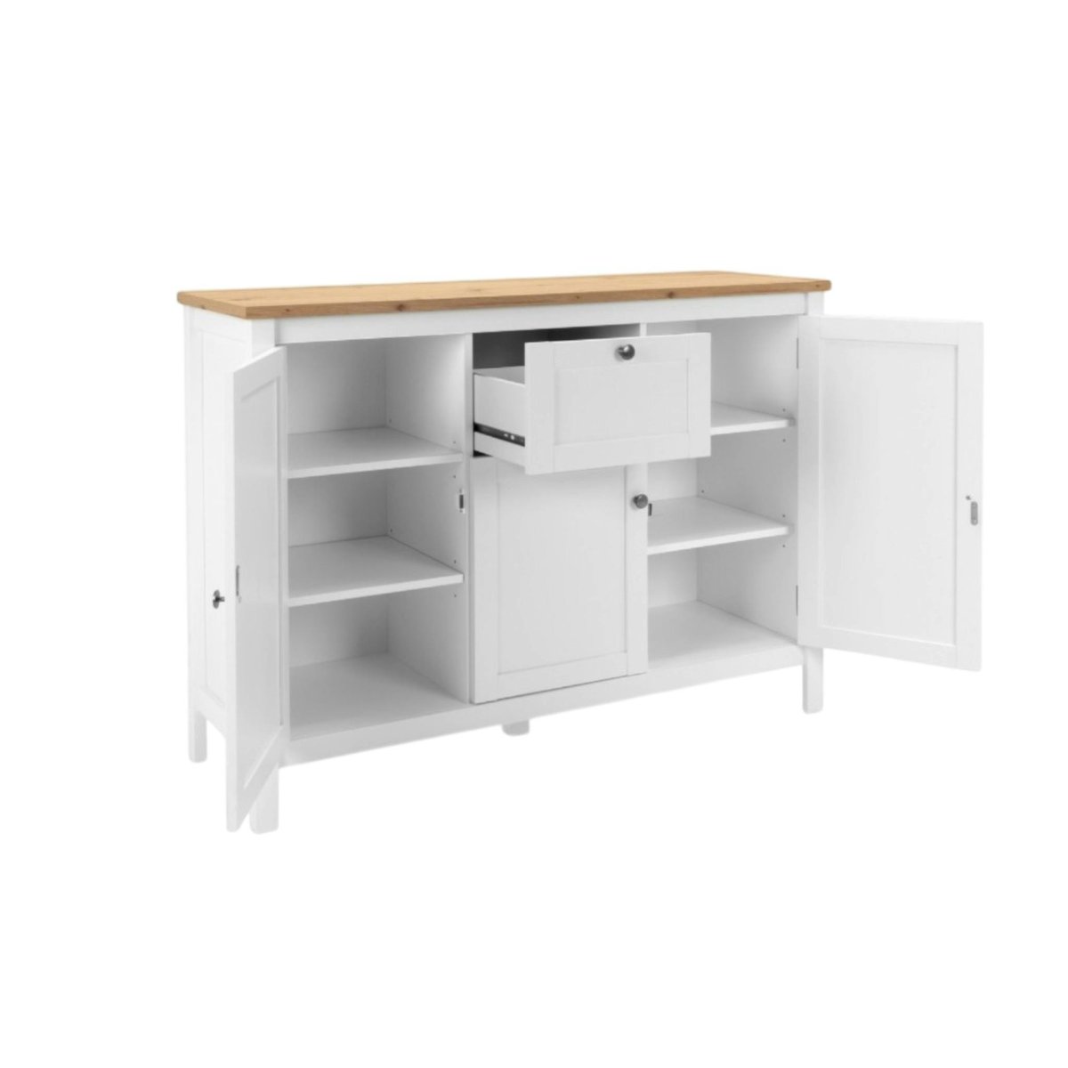 Buffet haut 3 portes 1 tiroir campagne chic VENZA blanc, PIER IMPORT
