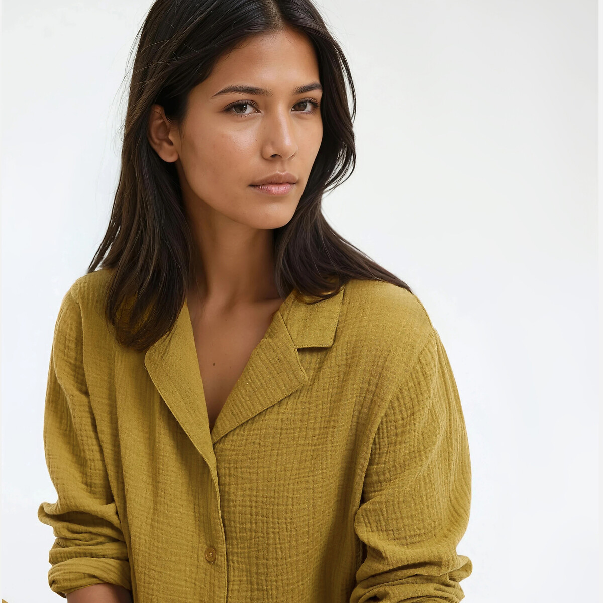 Pyjama en gaze de coton, Signature MARGOT vert olive, LA REDOUTE COLLECTIONS