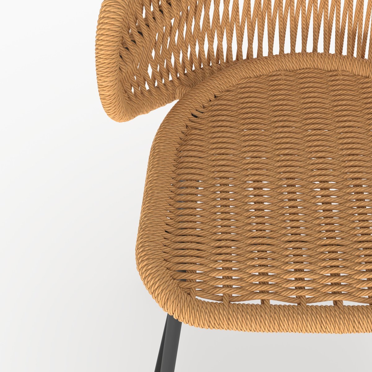 Lot de 2 chaises pour îlot central de jardin 65 cm en rotin synthétique - LARA marron clair, MAISON PAVANE