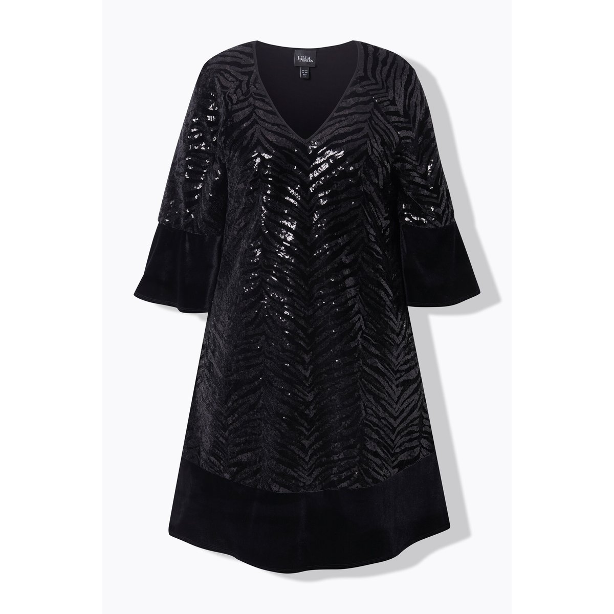 Robe en velours à paillettes, ligne en A noir, ULLA POPKEN