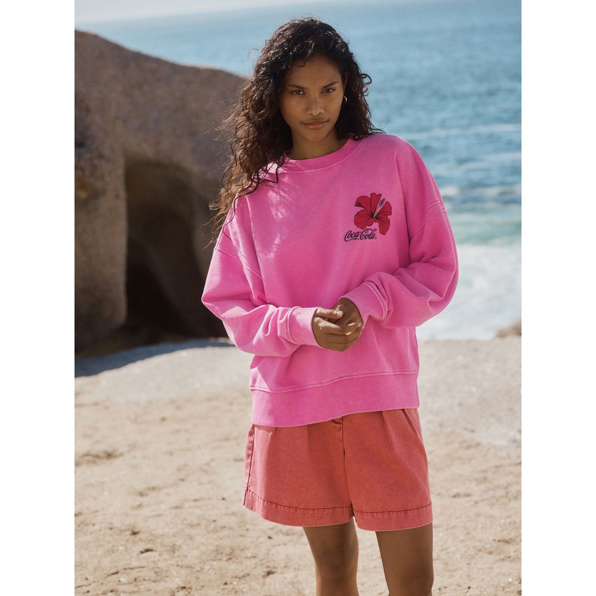 Sweat d’été effet délavé coca-cola rose, NEXT