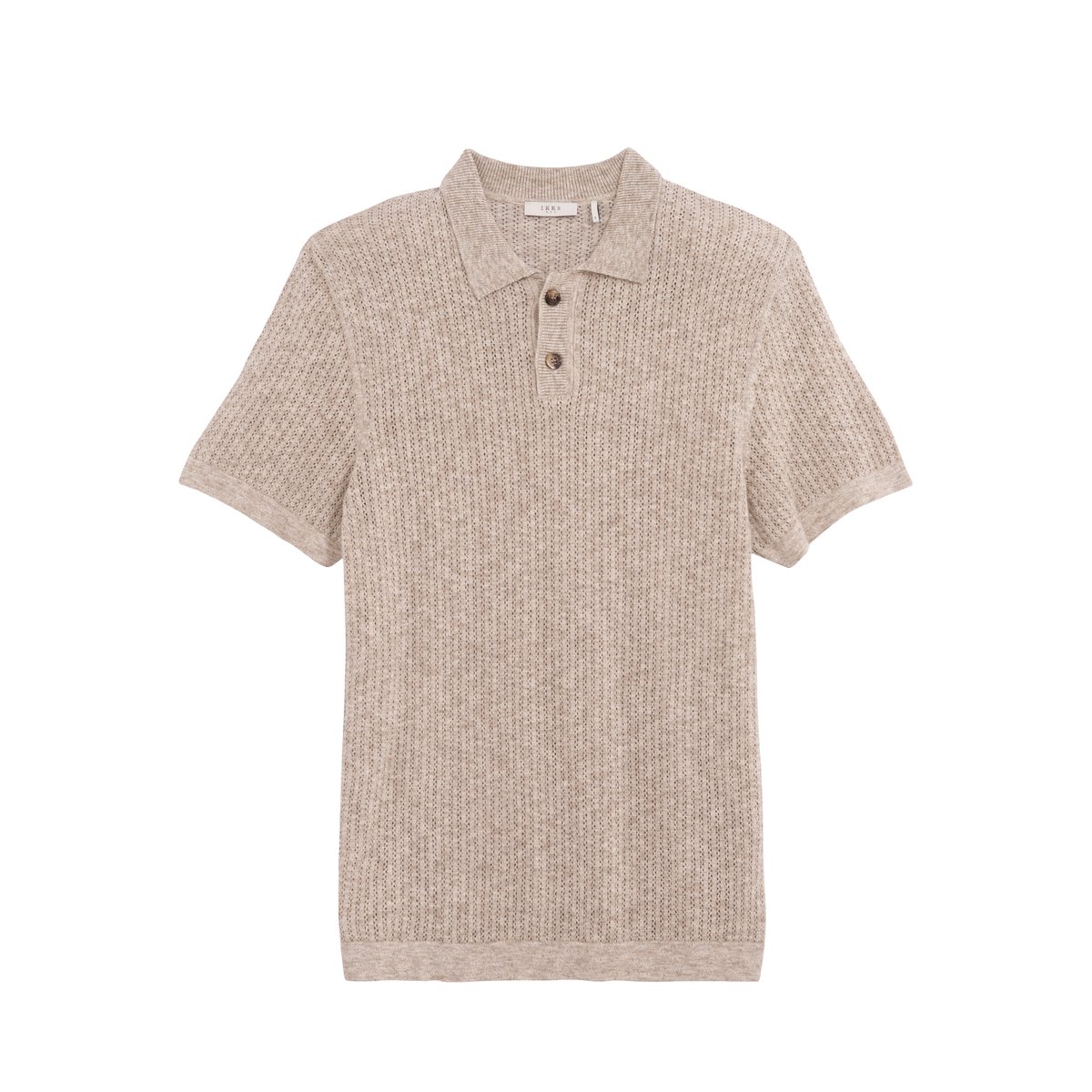 Polo tricot ajouré fantaisie beige, IKKS
