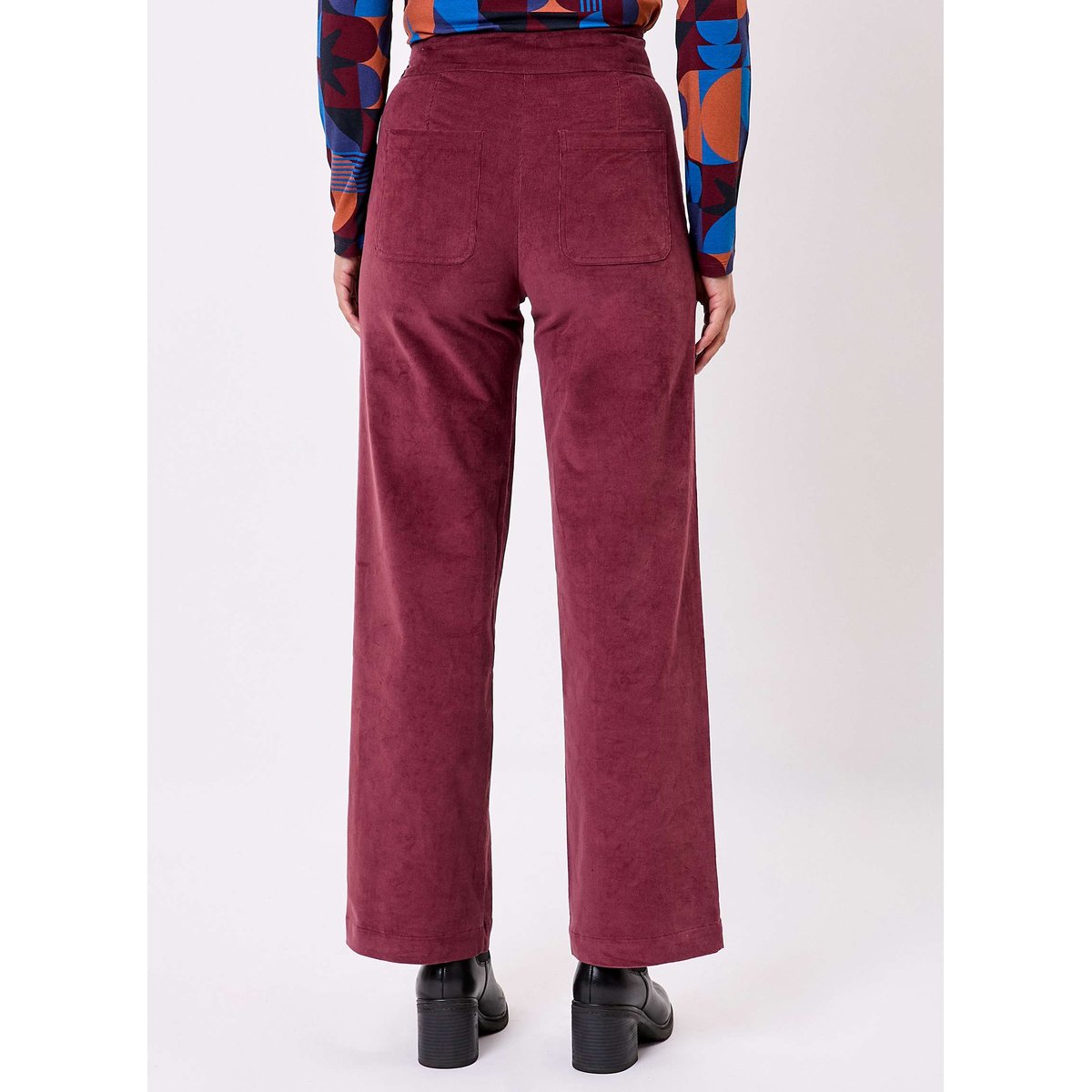 Pantalon droit large velours côtelé bio OSCAR marron chocolat, PRINCESSE NOMADE