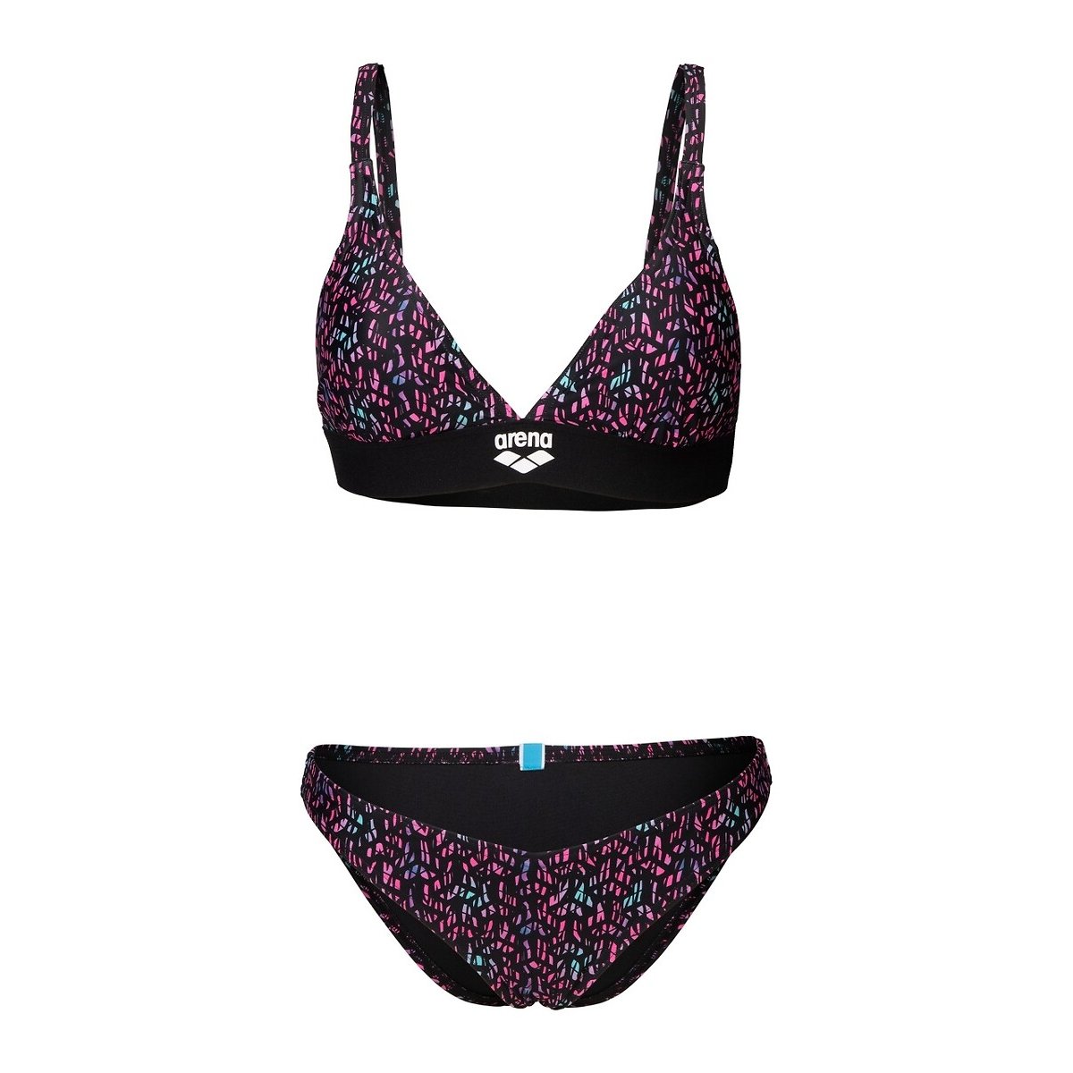 Maillot de bain 2 pièces Beachwear imprimé fond noir, ARENA