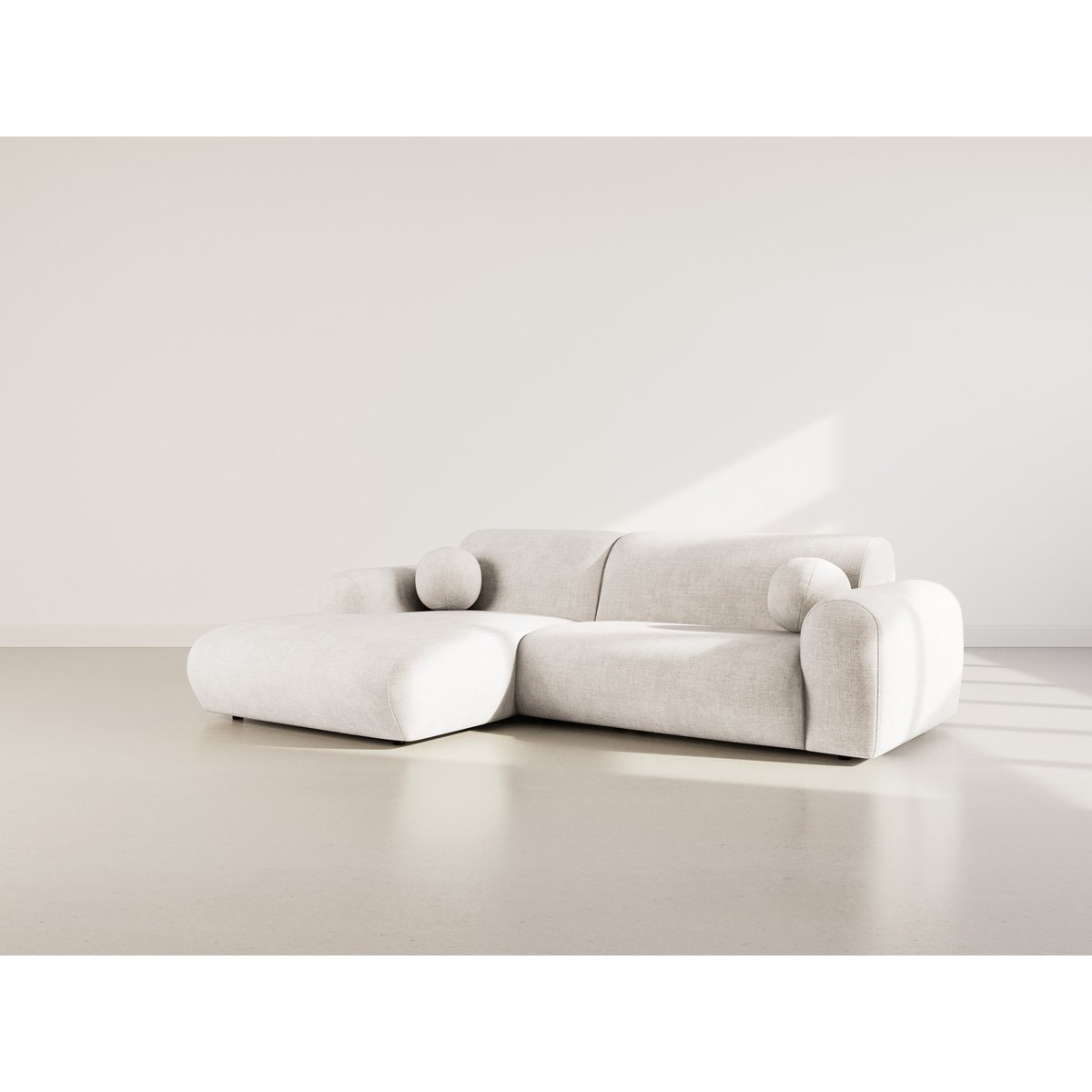 Canapé d'angle gauche en velours texturé, LOUISE beige, BEST MOBILIER