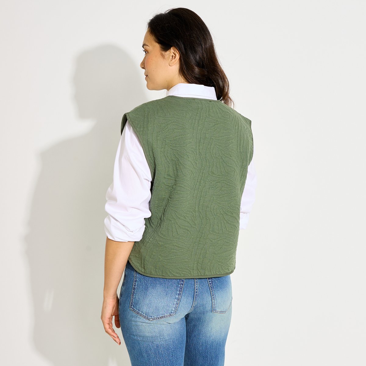 Veste sans manches en maille vert kaki, GRAIN DE MALICE