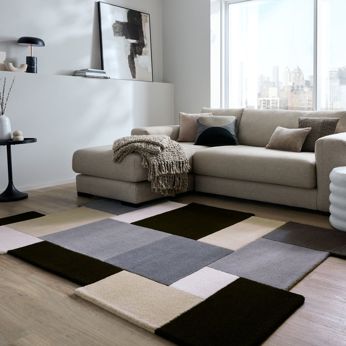 Tapis Pure laine Moderne et Design ARTY gris, NOVATREND