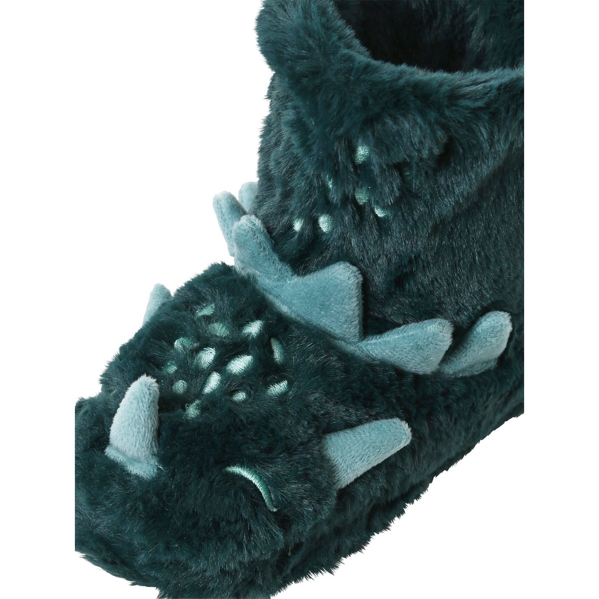 Chaussons montants imitation fourrure dinosaures vert, VERTBAUDET