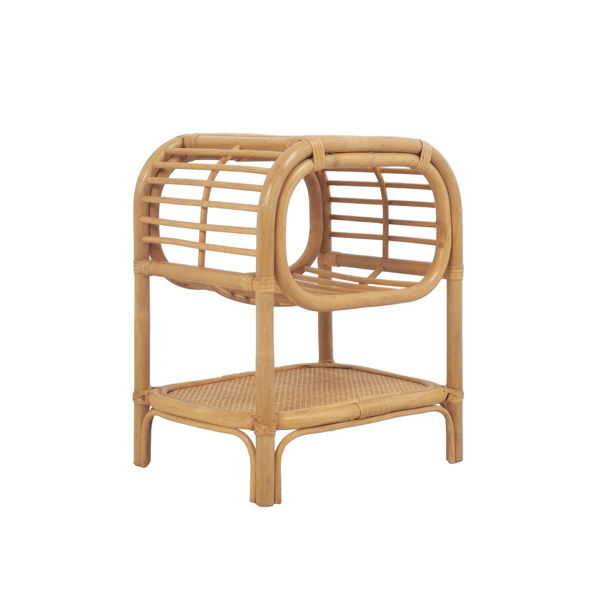 Table de chevet rotin naturel courbé 1 étagère 1 niche (lot de 2) SERANG naturel, SWEEEK