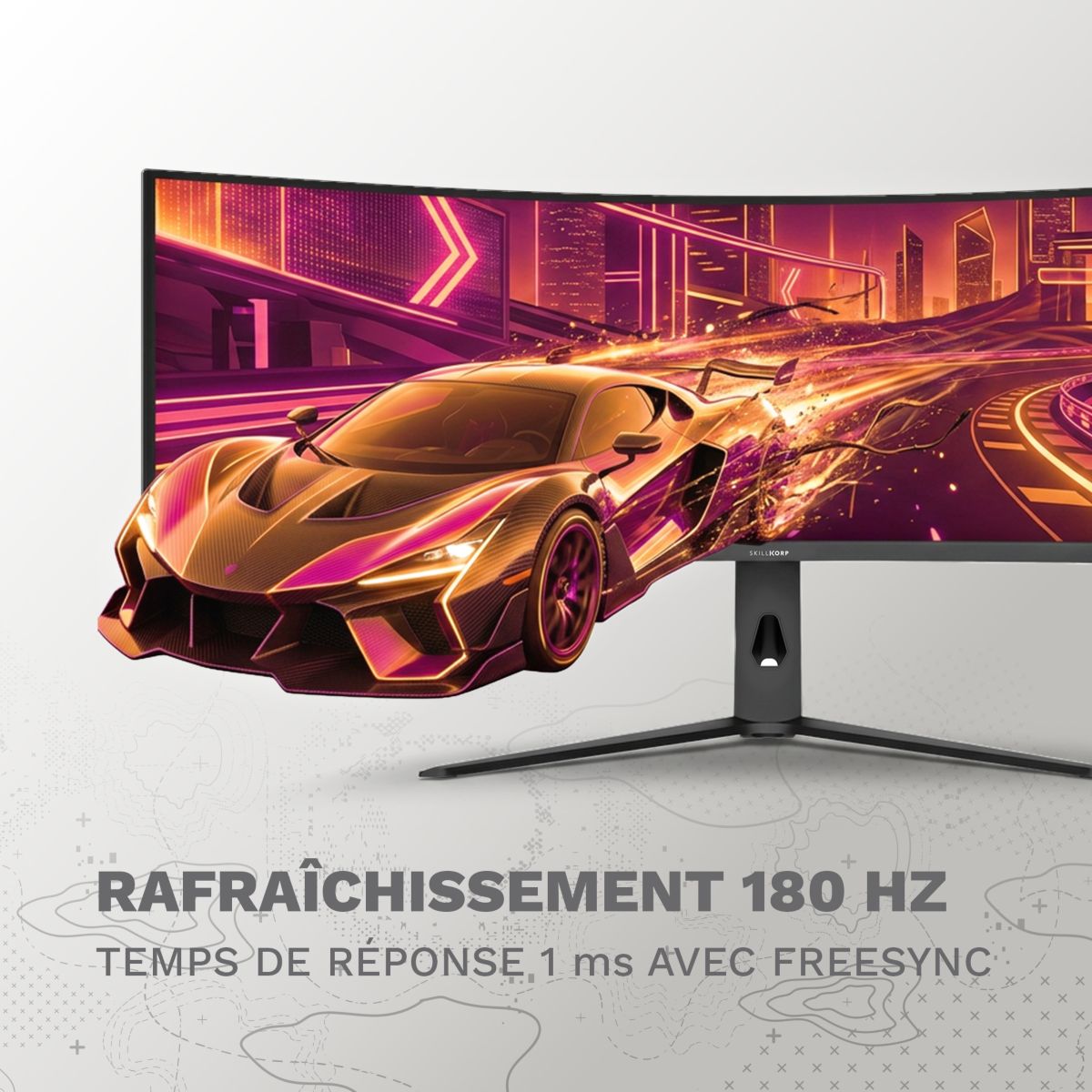 Ecran PC Gamer M49 Progress 49" incurvé Fast VA UWQHD 180Hz USB C 90W couleur unique, SKILLKORP