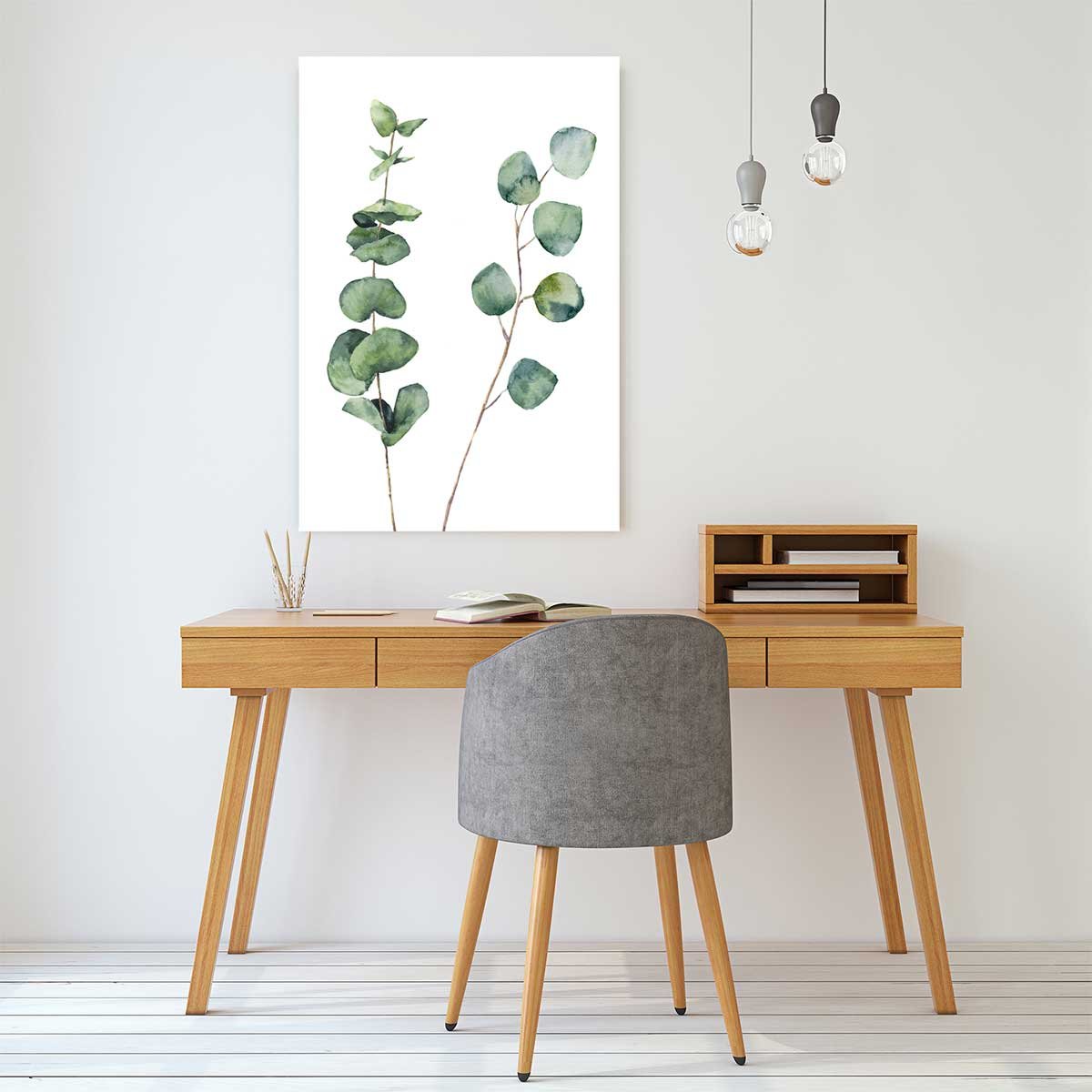 Tableau nature aquarelle feuilled' eucalyptus tableau alu dibond, HEXOA