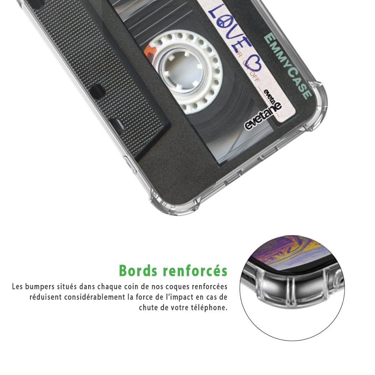 Coque souple renforcée iPhone 11 Pro cassette, EVETANE