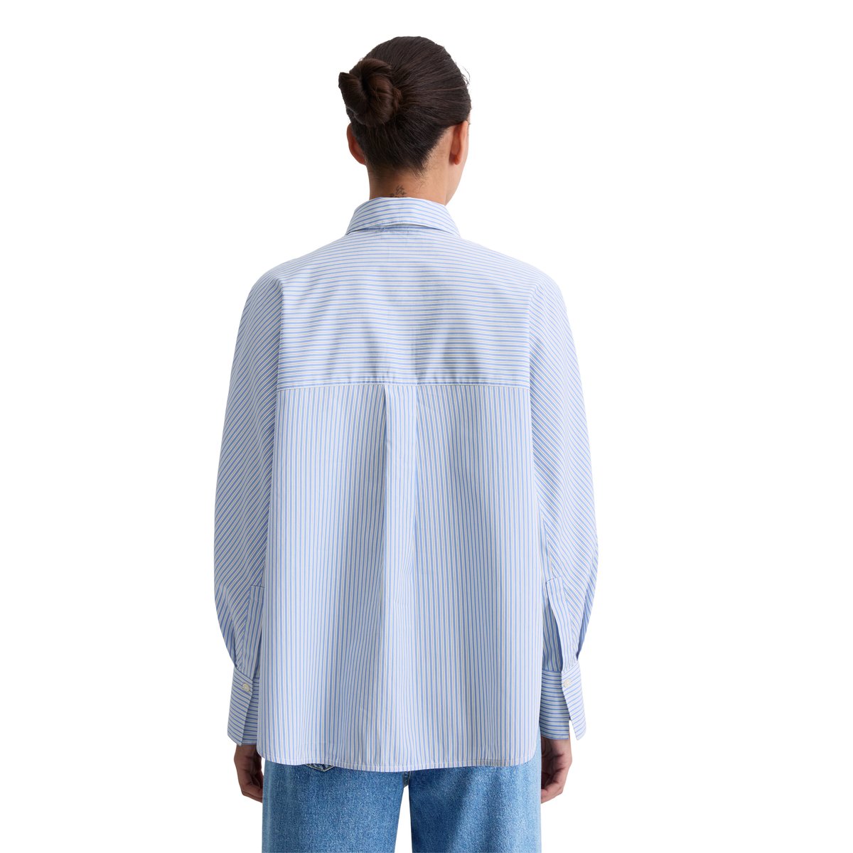 Blouse à rayures oversize en popeline de coton premium bleu clair, MARC O'POLO