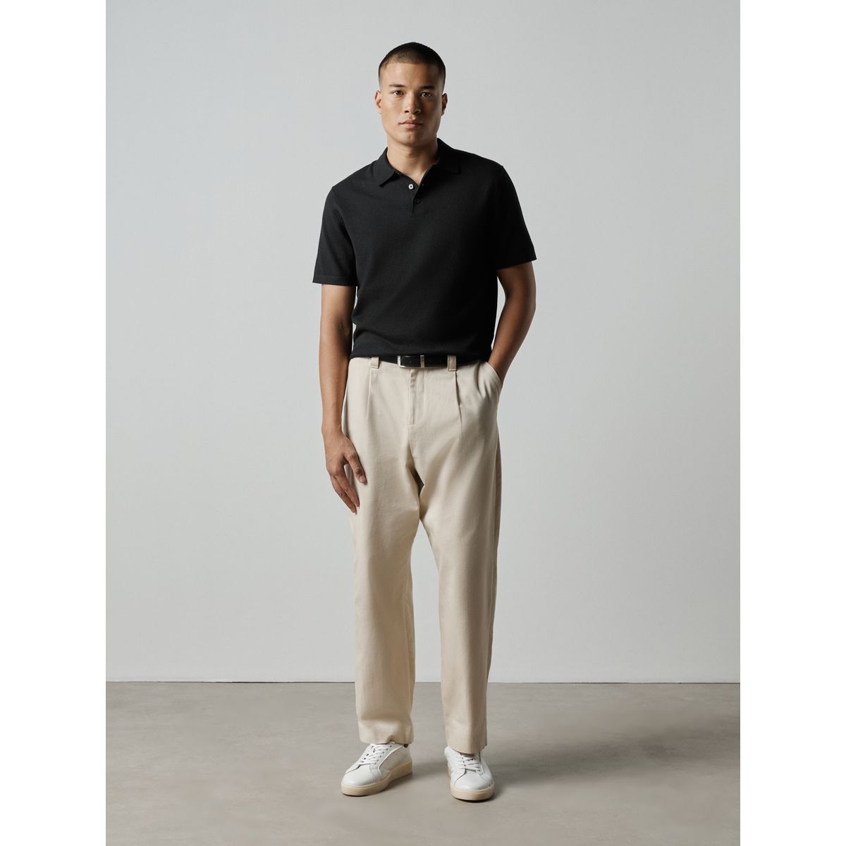 Polo en maille à manches courtes essential noir, NEXT